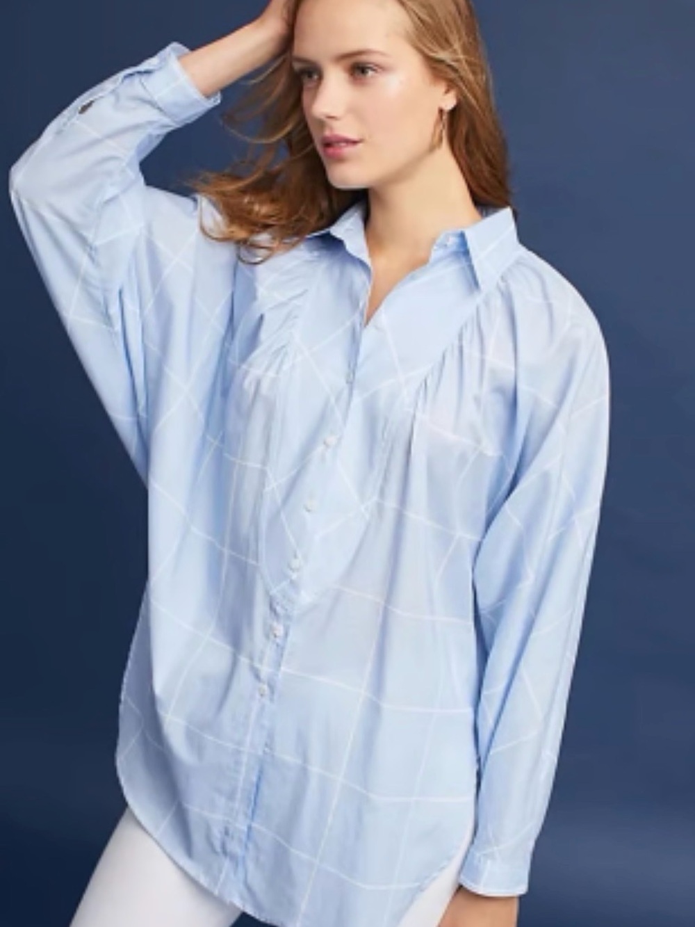 Any 3 for $100, Maeve Light Blue Windowpane Button-Up Shirt
